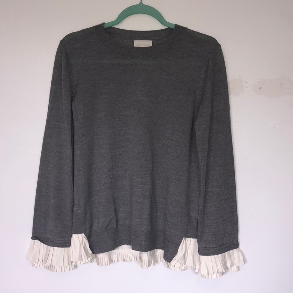 MAILLE CLU grey ruffled sweater